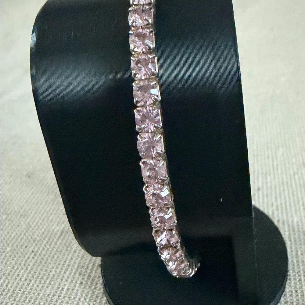 Three Crystal-Embellished Stretch Bangle Bracelet - Blue, Gray, Brown - Picture 9 of 10